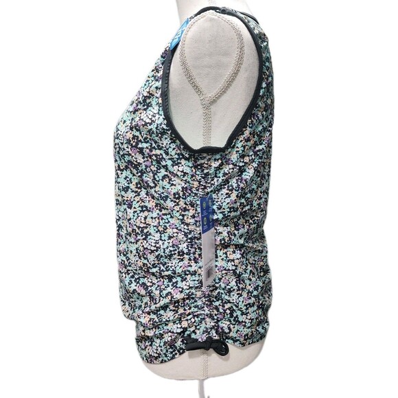 Free Country Women's Seaside Petals Full Side Shirring Tankini Top Sizes XLARGE - Picture 3 of 13